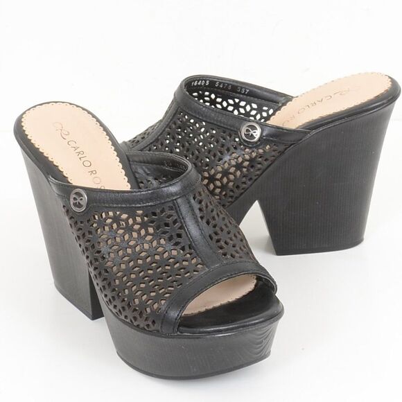 Carlos Rossetti Platform Slide Wedge Chunky Heels Women's Size 8.5 - Picture 1 of 11